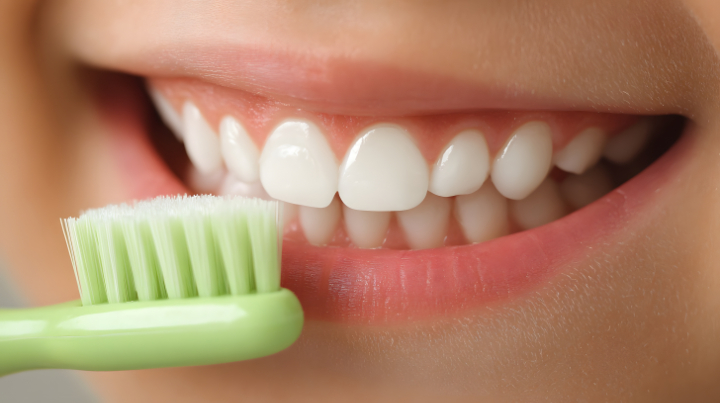 丁寧な歯磨きでホワイトニングの効果を持続させる様子